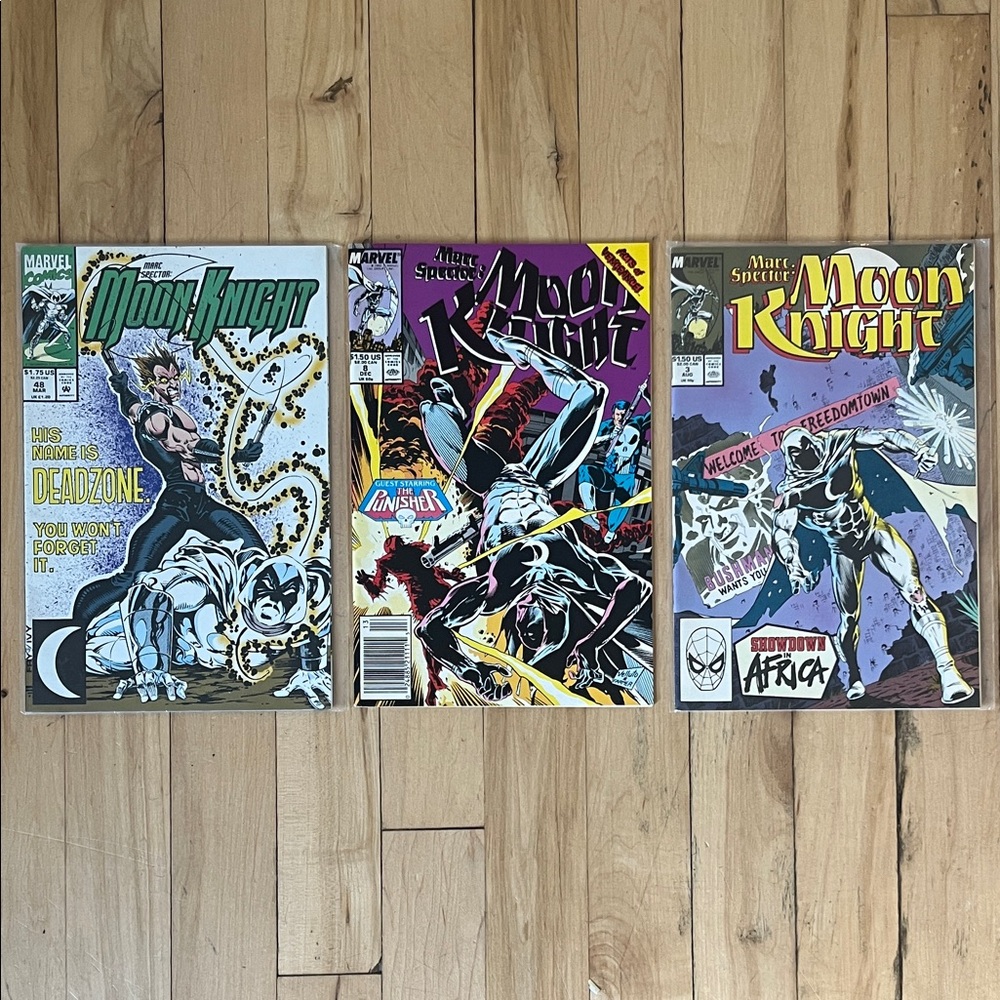 Vintage Marvel Moon Knight Comic Trio with Vibrant Covers